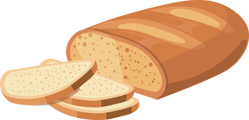 White wheat bread. Cutted bakery slices cartoon icon