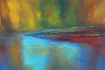 An Abstract Oil Painting Of A River