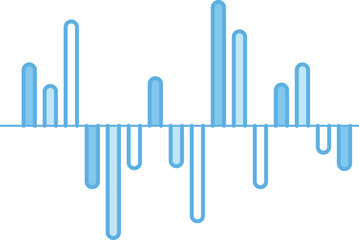Histogram graph icon. Blue data range representation