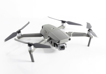 Aerial drone on white Background. Remote controled quadrocopter.