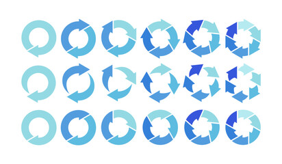 循環・回転・リサイクルのイメージに使える円形矢印・サークル図セット