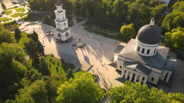 Aerial view of Central park in Chisinau city