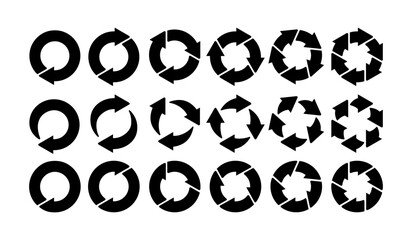循環・回転・リサイクルのイメージに使える角丸の円形矢印・サークル図セット - obrazy, fototapety, plakaty