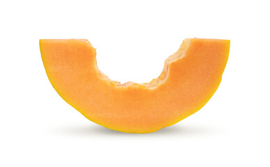 slices of sweet papaya on white background