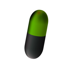 pill green and black 3d illustration