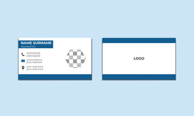 Double-sided creative business card template. Modern business card template white and blue colours. Flat design vector abstract creative Vector. Business card design template, Clean and professional.