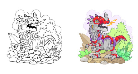 robot dinosaur ceratosaurus, funny illustration
