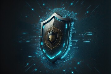Fototapeta premium Cyber security shield technology protected data security and data privacy.Generative AI