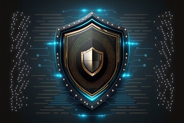 Fototapeta premium Cyber security shield technology protected data security and data privacy.Generative AI