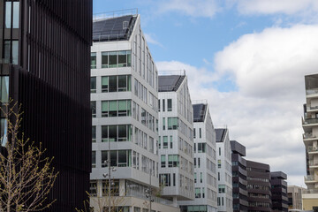 a modern building with balconies