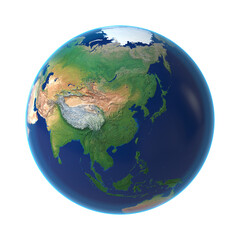 Earth Isolated transparent background 3d rendering
