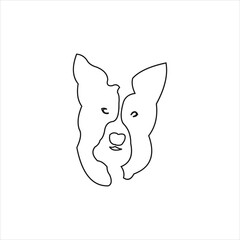 Simple line art hand drawn dog head