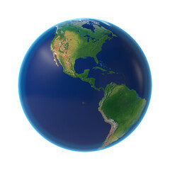 Earth Isolated transparent background 3d rendering
