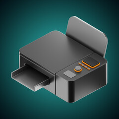 Premium computer parts printer copy machine icon 3d rendering on isolated background