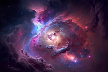 A swirling nebula of vibrant blues, purples