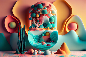Beautiful abstract surreal optical illusion  concept, contemporary colors and mood social background.	