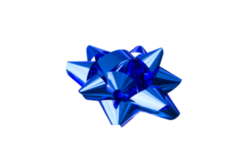 bow for gifts, gift  bow, of blue color, side view