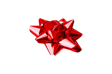 bow for gifts, gift  bow, red color, side view