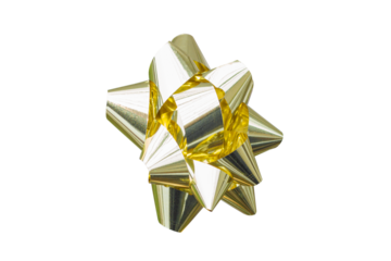 bow for gifts, gift  bow, golden color, side view