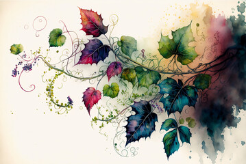 Jungle Floral Wallpaper, Watercolor, Generative AI