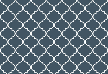 Fototapeta na wymiar Morocco background of geometric islamic trellis pattern in gray with white outline
