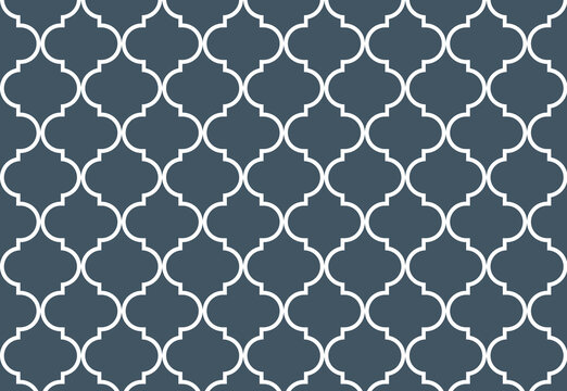 Morocco background of geometric islamic trellis pattern in gray with white outline