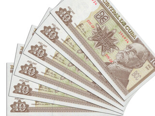 Currency of Cuba. Cuban pesos. Macro view of Cuba paper money. Close-up Cuba money