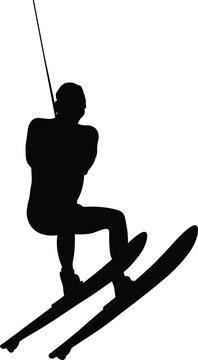 recommend clip art: male on water ski in waterskiing sport black silhouette