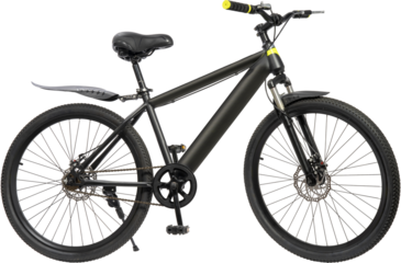 Black Mountain Bike on white, Mountain Bicycle Isolated on White background PNG File.	