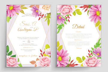 wedding card with floral decoration design