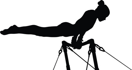 girl gymnast exercise on uneven bars gymnastics black silhouette