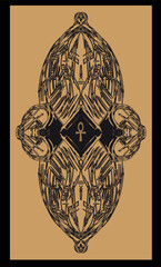 Tarot card back design. Ankh, Coptic cross. Reverse side