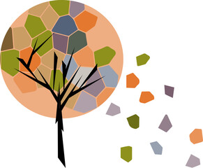 Leaf fall, autumn, Abstract tree, geometric tree, logo, icon