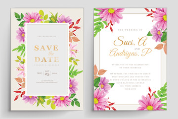 wedding card with floral decoration design