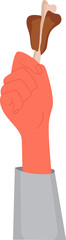 Hand hold chicken drumstick food waste flat icon Eco awareness