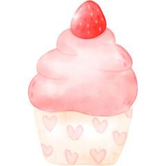 Strawberry Sweets Dessert Watercolor illustration