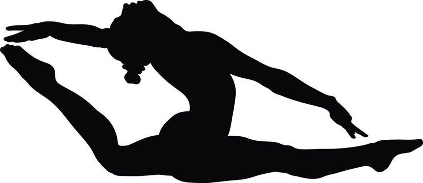 split leap real woman gymnast black silhouette