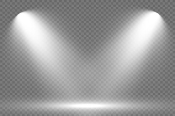Fototapeta na wymiar White scene on with spotlights. Vector illustration. 
