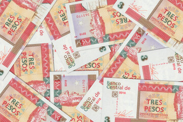 Fototapeta na wymiar Currency of Cuba. Cuban pesos. Macro view of Cuba paper money. Close-up Cuba money