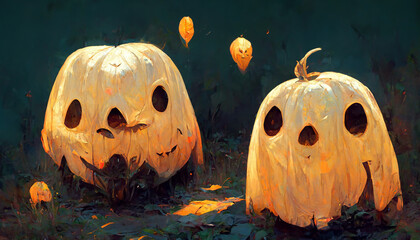 Pumpkin ghost pumpkins costume theme illustration Generative AI Content by Midjourney