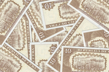 Currency of Cuba. Cuban pesos. Macro view of Cuba paper money. Close-up Cuba money