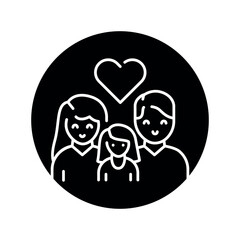 Happy family color line icon. Mother, father and daughter.