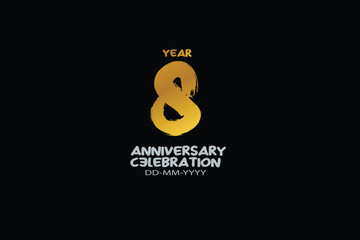 8th, 8 years, 8 year anniversary celebration abstract style logotype. anniversary with gold color isolated on black background, vector design for celebration vector