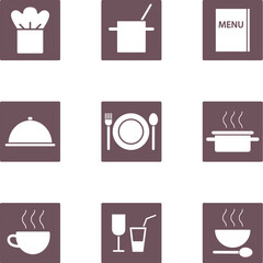Square brown restaurant icons - 567382150