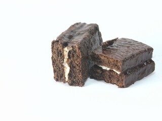 sweets chocolate cake isolated on white