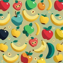 apple banana repeat pattern infinite french patisserie vector Generative AI