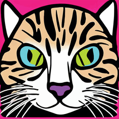 Fototapeta na wymiar colorful cat isolated on color background. vector illustration.