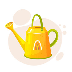 Cartoon illustration of colorful watering can. Element for gardening tools collection