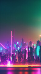 cyberpunk city at night purple and blue tones generative ai