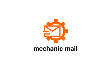 mechanical letter negative space icon logo design